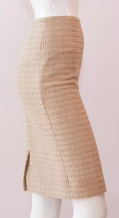 Escada Womens Designer Tan Cotton and Silk Blend Skirt : Size 34: Escada Womens Designer Tan Cotton and Silk Blend Skirt : Size 34This Escada tan skirts features a classic mid-length silhouette and textured fabric for an added touch of sophistication. Crafted with t