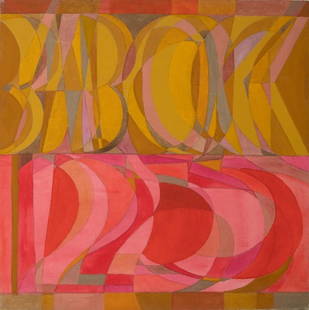 Margo Hoff signed 'Babcock'. Contemporary Acrylic on Canvas for gallery exhibit at Babcock Gallery: Signed Margo Hoff 'Babcock'. Painting likely made for her her exhibition at Babcock Gallery. Contemporary Acrylic on CanvasMargo Hoff (American,1910 -2008). Acrylic painting on canvas, lightly signed