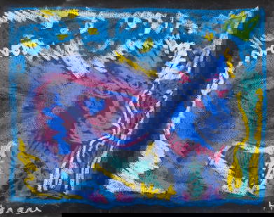 Signed Harari Pastel on Paper 26 1/8"W x 22 1/8"H: Signed Harari Pastel on PaperHananiah Harari (b. 1912) was an American Modernist artist whose work defies easy categorization. Harari synthesized elements of Cubism, Constructivism, and Expressionism
