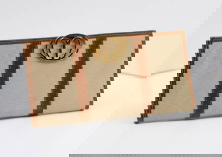 Mark Cross Vintage Leather and Canvas Wallet, Made in Italy: Mark Cross Vintage Leather and Canvas Wallet, Made in ItalyHeight 3.5", Width 6.5"