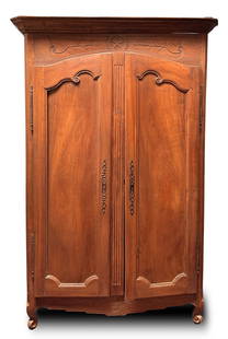 French provincial 18th Century carved Cherry 2 Door Armoire fitted with shelves: French provincial 18th Century carved Cherry 2 Door Armoire fitted with shelvesFrench provincial 18th Century carved Cherry 2 Door Armoire fitted with shelvesDescended in the family of Charles Willing