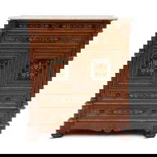 Herter Brothers American Inlaid and carved Renaissance Revival Tall Chest of Drawers: Herter Brothers American Inlaid and carved Renaissance Revival Tall Chest of Drawers Rosewood and other woods with Carrara Marble TopHerter Brothers unsigned best quality carved and inlaid American Vi
