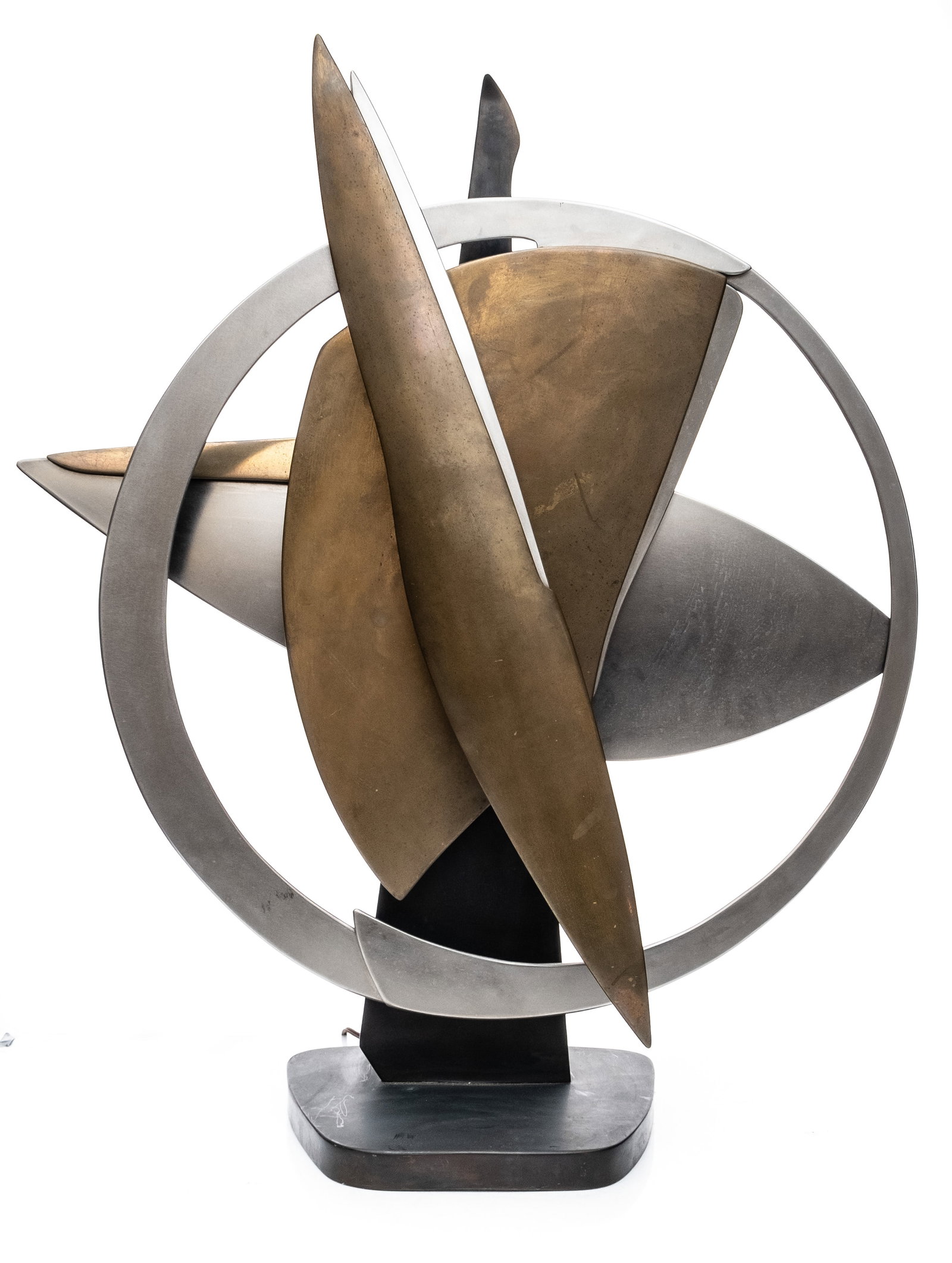 Eric Peltzer "Standing Ring" Mixed Metal Kinetic Propeller Sculpture (1 of 5)
