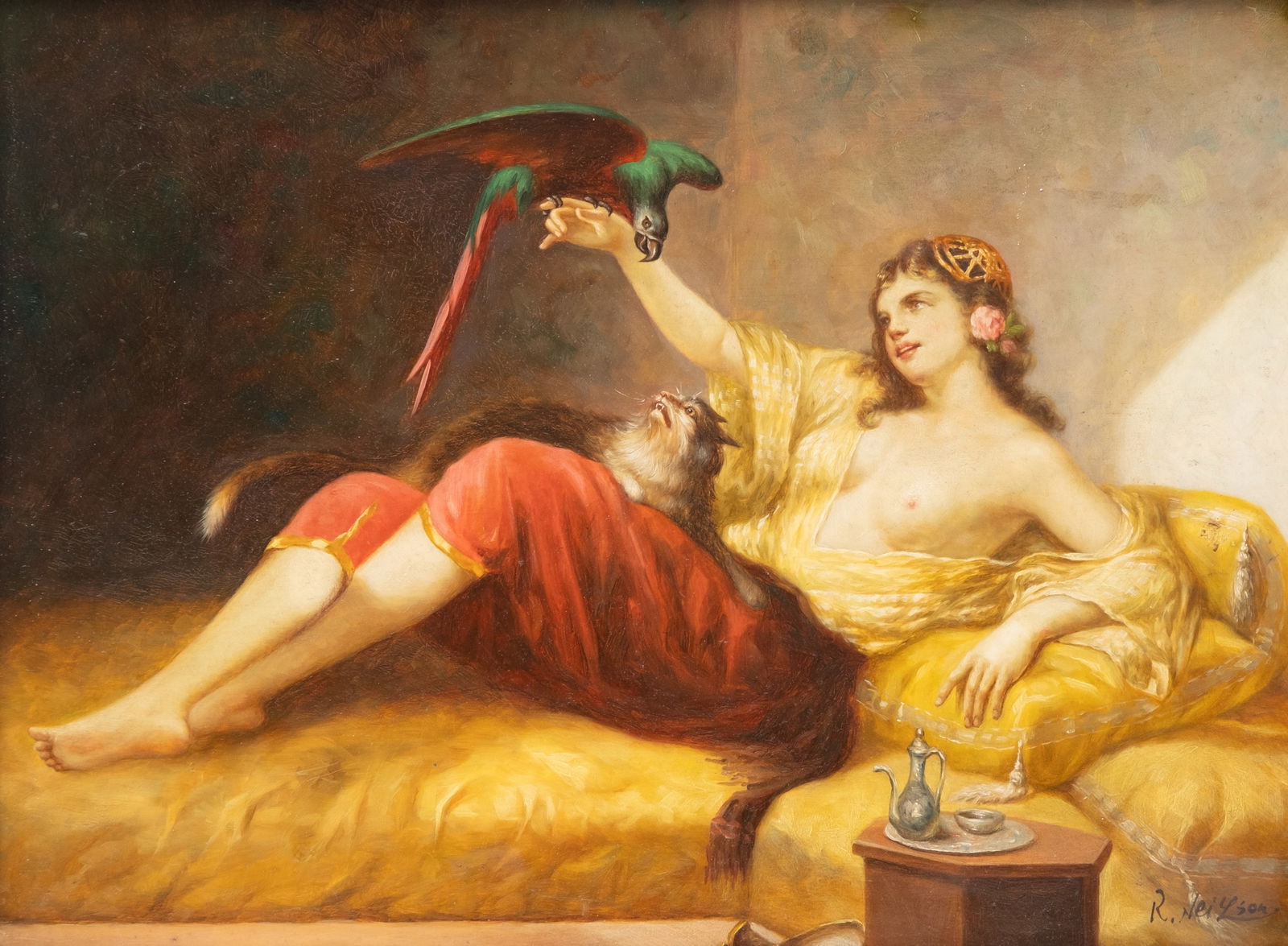 Signed R Nelson Oil on Panel Painting (1 of 13)