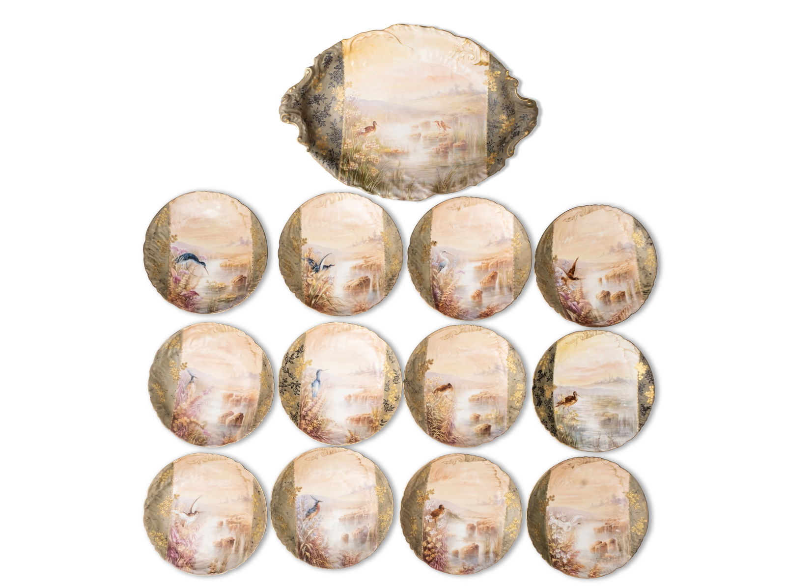 Tiffany & Co Signed elaborate hand painted Limoges porcelain tableware setting, circa 1880 (1 of 20)