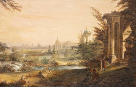 Old master Hubert Robert (Attributed) Oil on Canvas Painting (1 of 9)