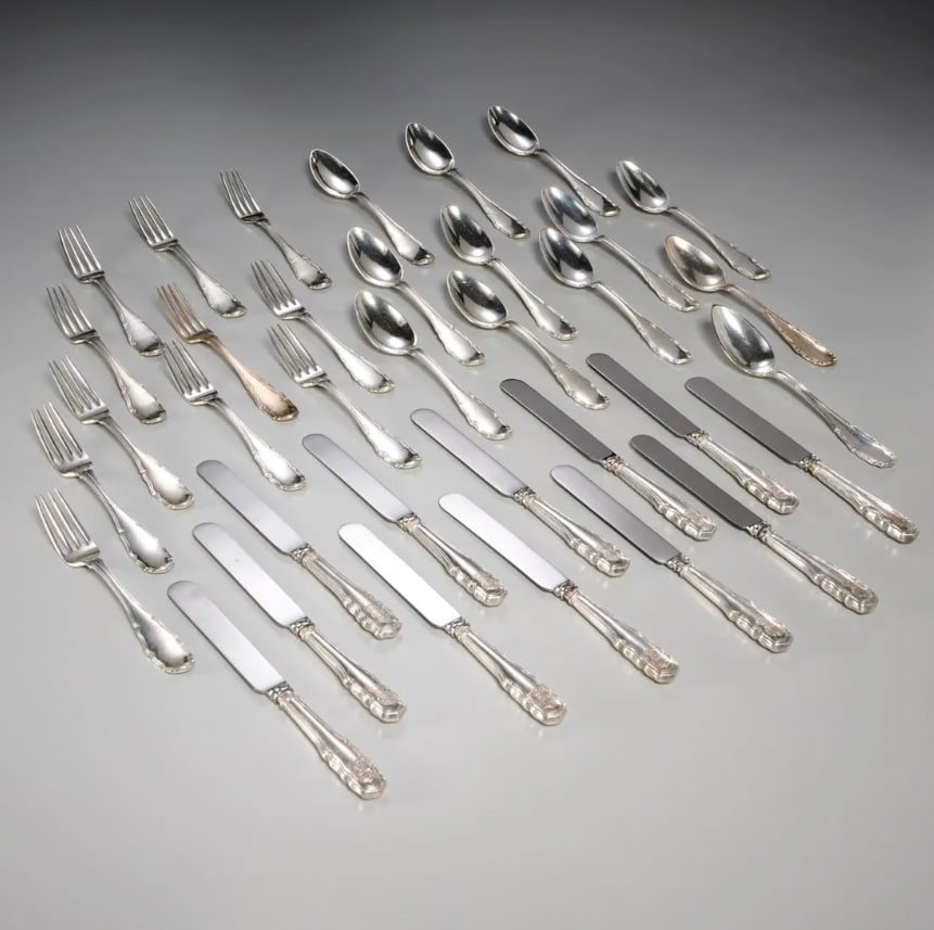 35 Piece Vienna Austrian .813 Silver Flatware Set w With Royal Armorial Crests dated 1857, (1 of 1)