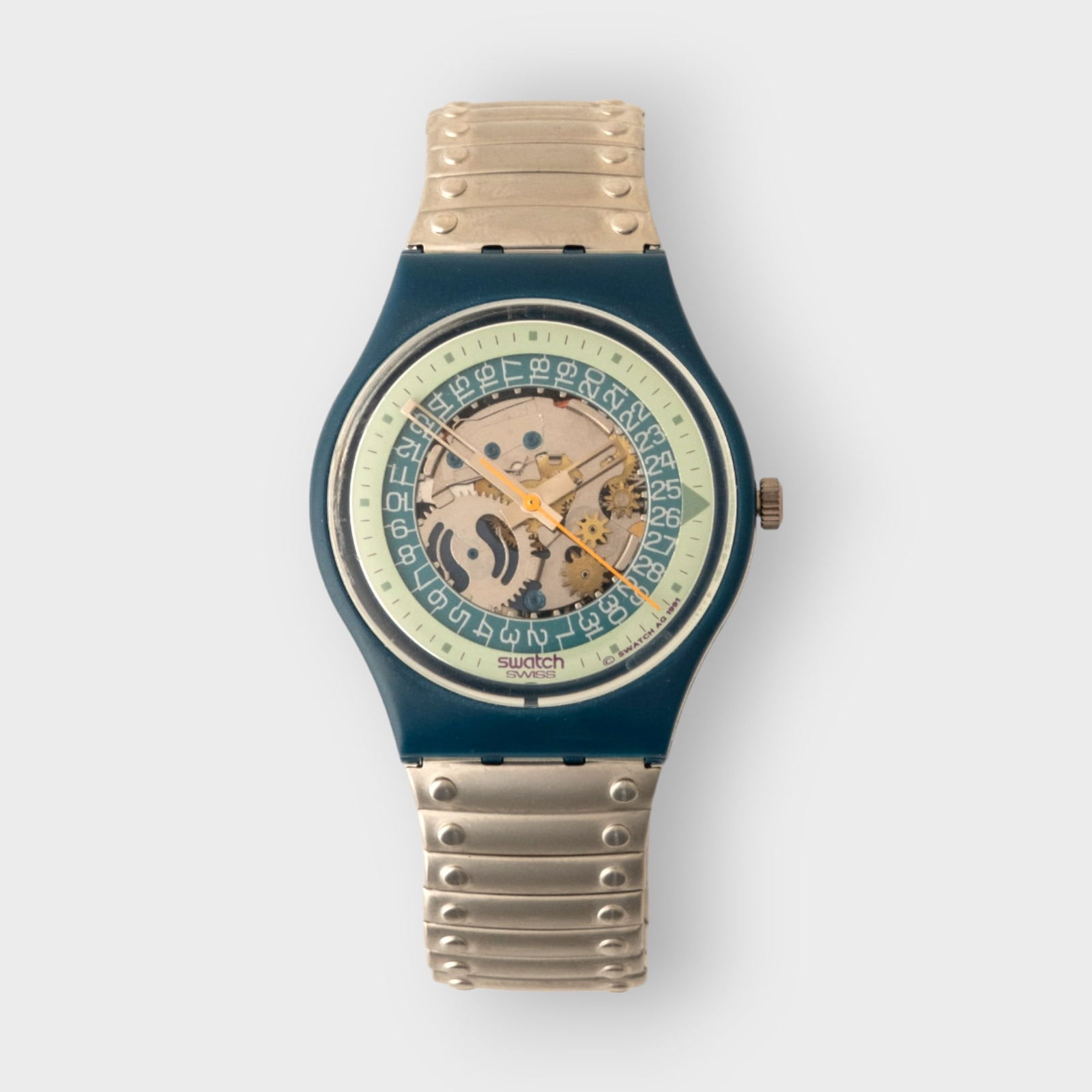 1992 SWATCH Steel Lite GG403 Watch, 34mm Case: 1992 SWATCH Steel Lite GG403 Watch 34mm Case