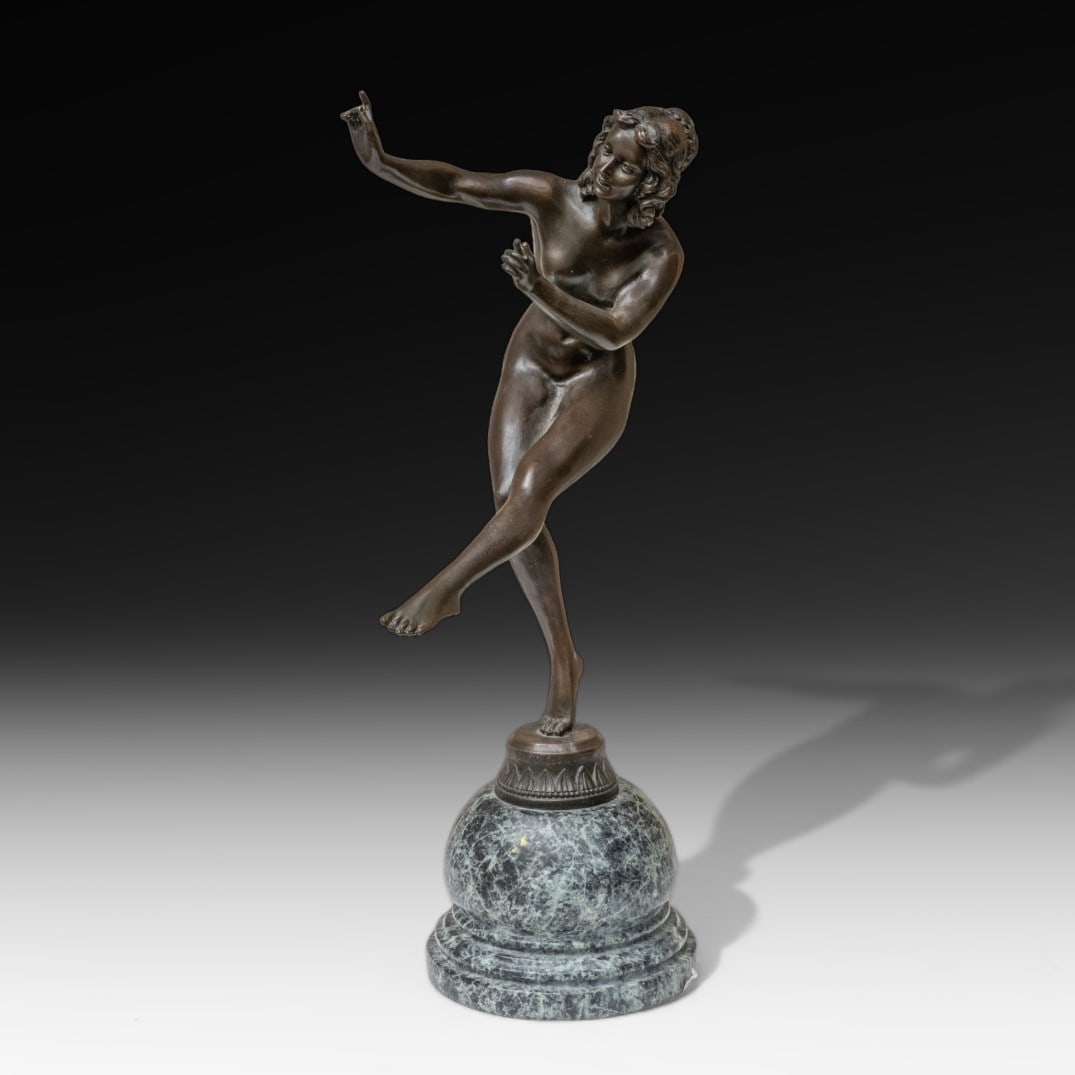 Claire Colinet signed Early 20th Century Bronze Sculpture on marble plinth: Claire Colinet 20 inch tall, signed Early 20th Century Bronze Sculpture on marble plinth Claire Colinet signed Early 20th Century Bronze Sculpture on marble plinth Claire Colinet was a Belgian-born sc