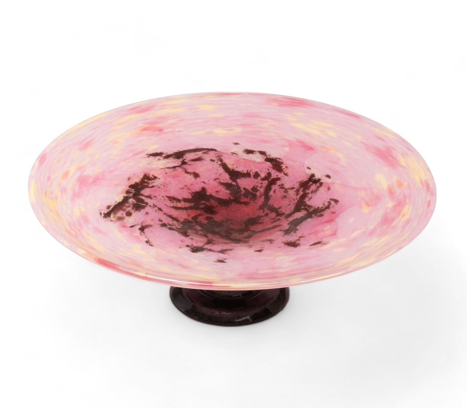 Charles Schneider signed large footed centerpiece art glass bowl circa 1940 (1 of 4)