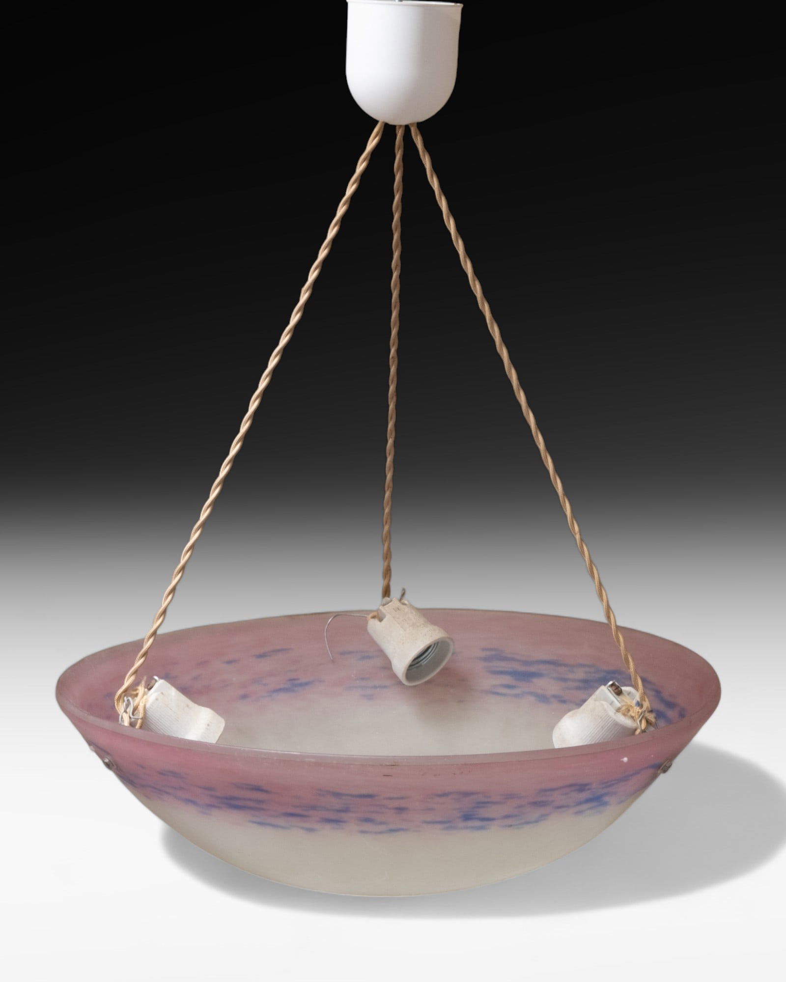 Degué signed, Beautiful Large Antique Art Nouveau Hanging Light Shade (1 of 5)