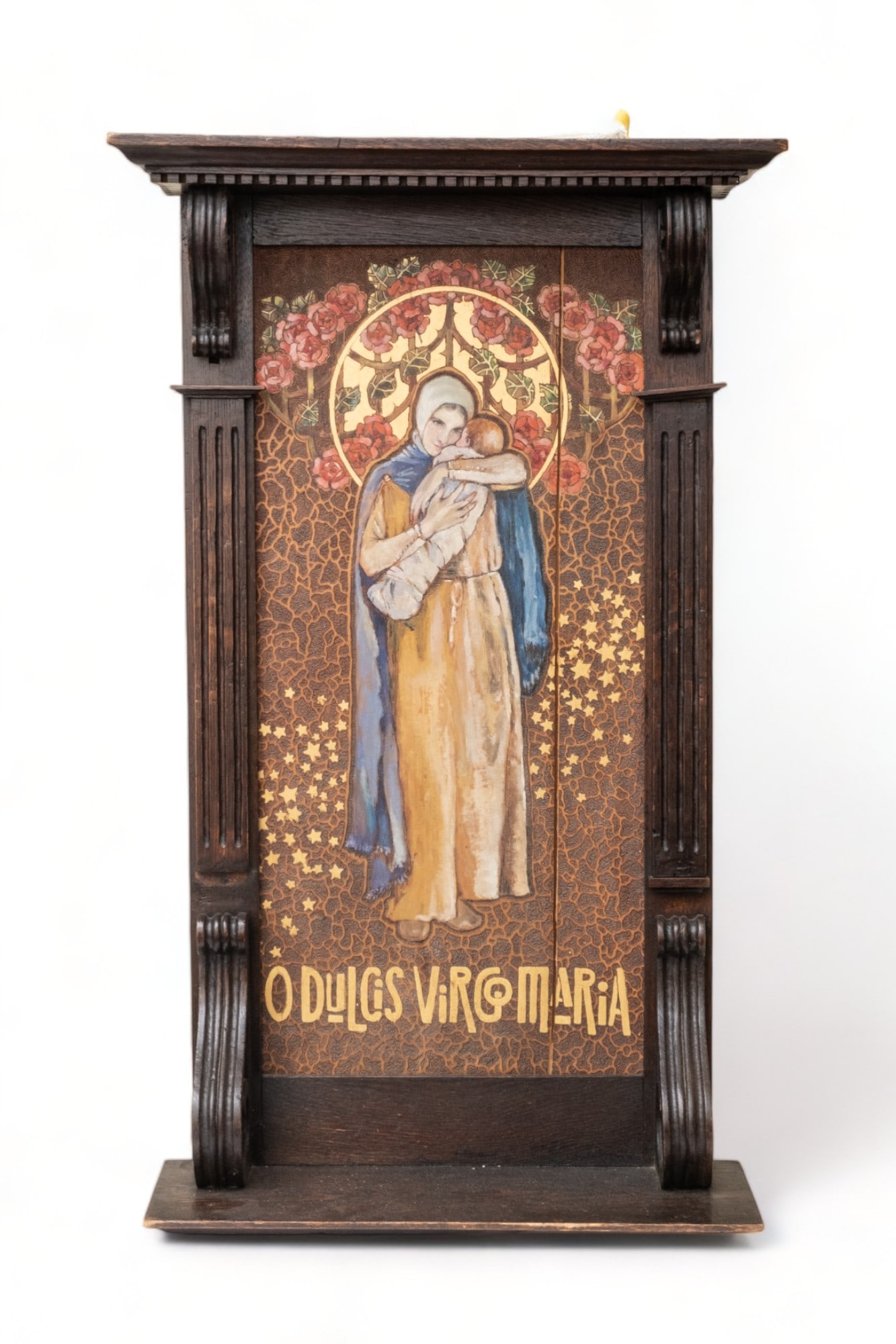 Jugenstil, Exceptional Virgin Maria Art Nouveau Painting on Panel, This exceptional Art Nouveau (1 of 7)