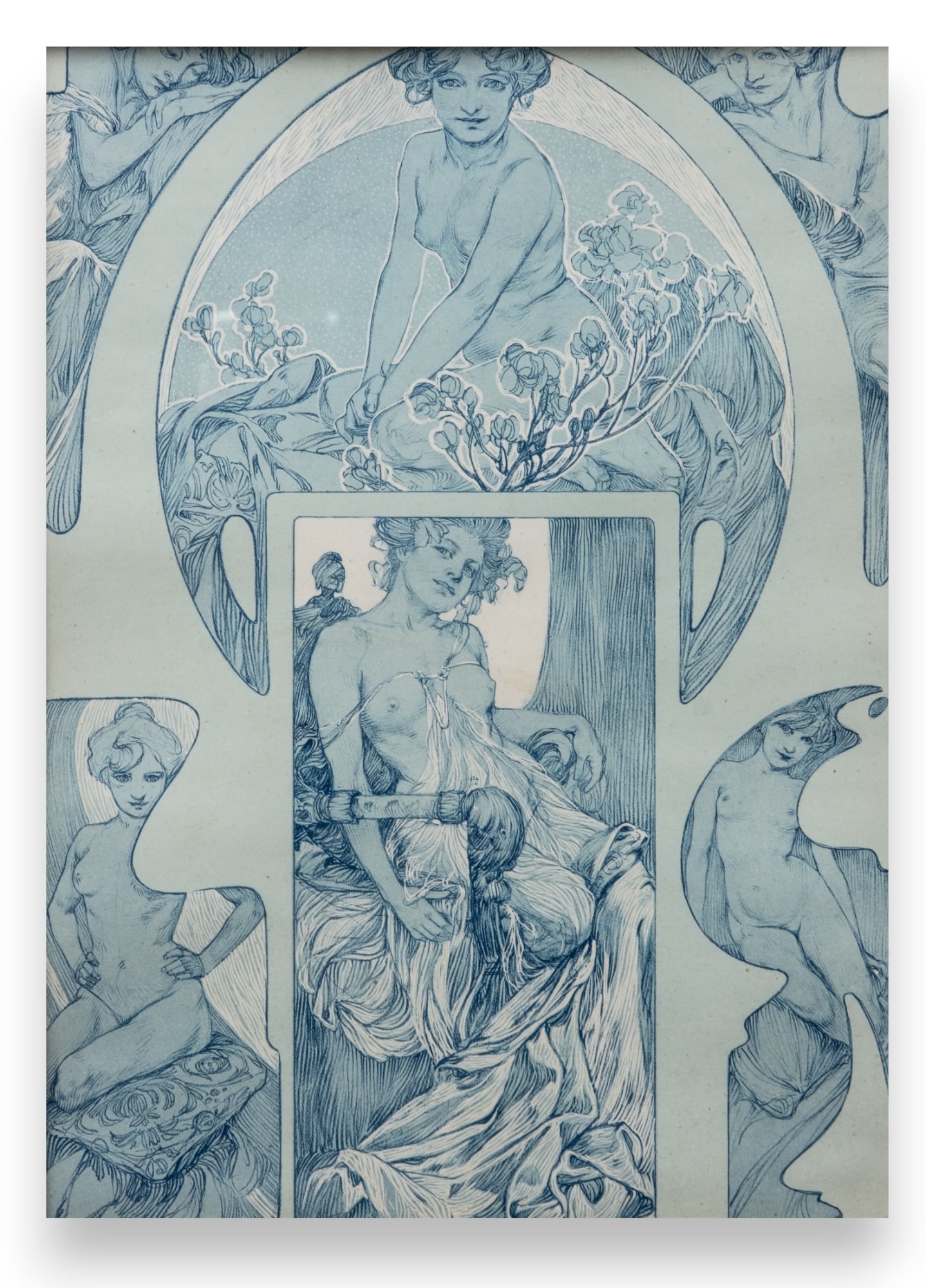 Alphonse Mucha Attributed Lithograph from "Decorative Figures" (1 of 9)