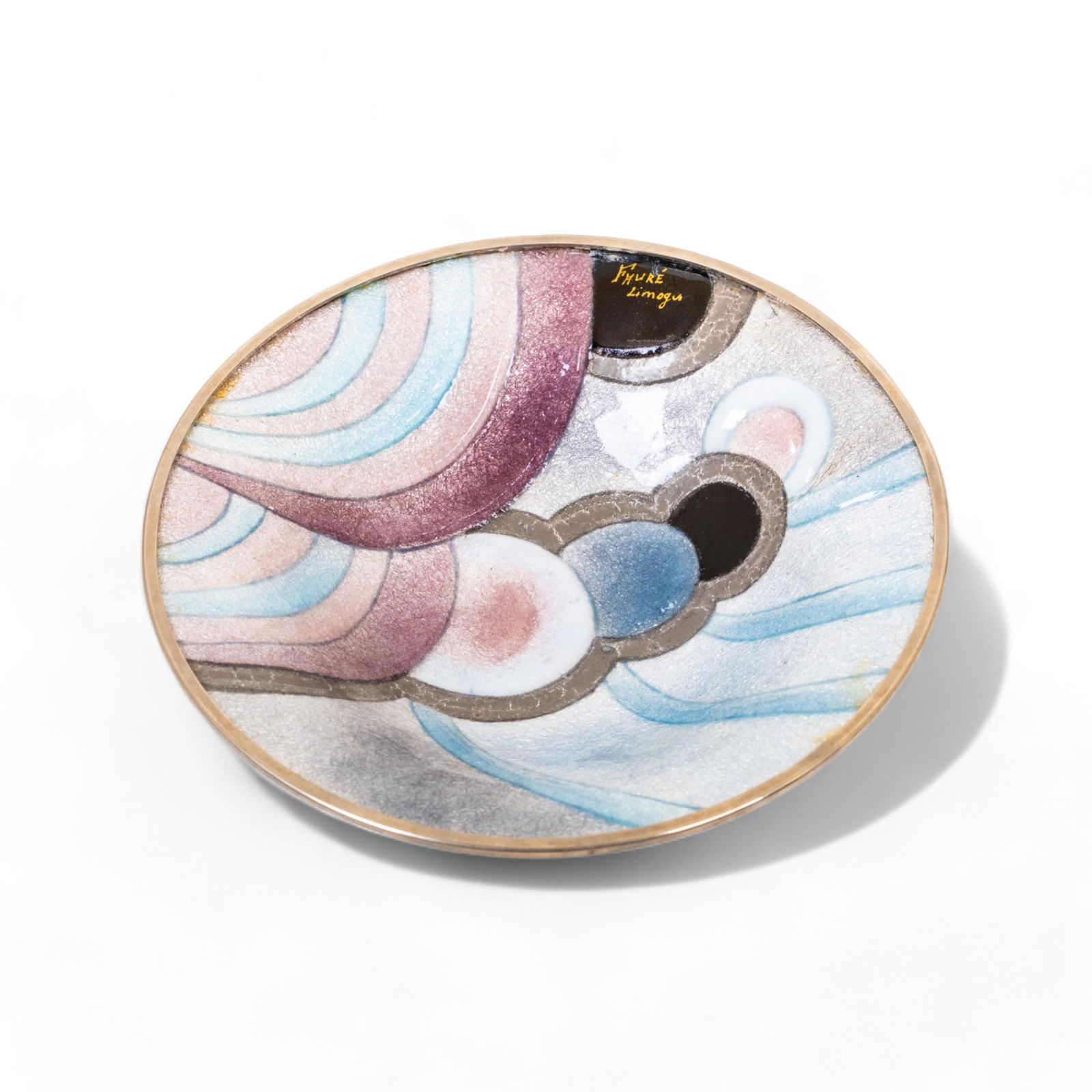 Signed Faure Limoges Art Deco Enamel On Copper Plate (1 of 4)