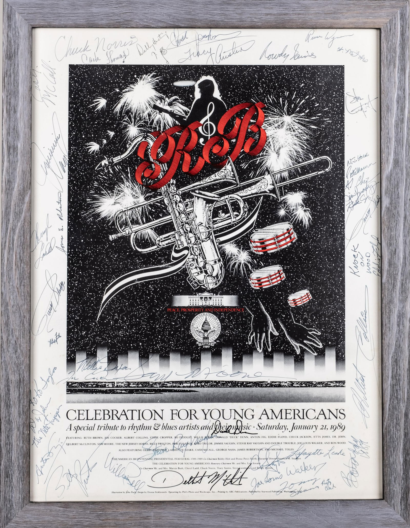 Celebrity and Artist Multi Autographed 1989 Bush Presidential Inaugural Ball Concert Poster (1 of 14)