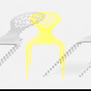 Ross Lovegrove For Moroso, Yellow Supernatural Chair With Perforated Back: Yellow Supernatural Chair With Perforated Back By Ross Lovegrove For Moroso Design Ross Lovegrove, 2005, with maker stamp marking. Fiberglass-reinforced polypropylene, Made in Italy by Moroso Size:Ch