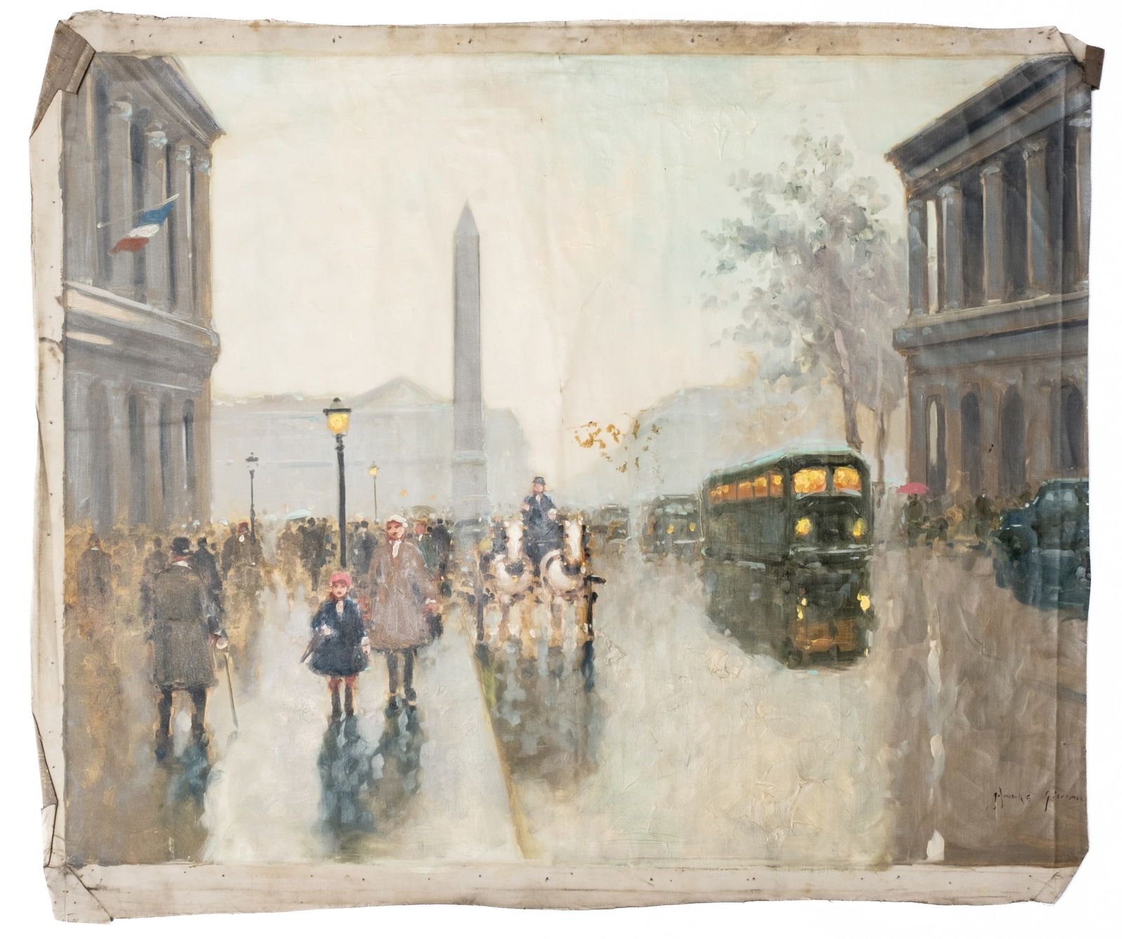 Signed Andre Gisson Oil On Canvas Painting, Unframed (1 of 6)