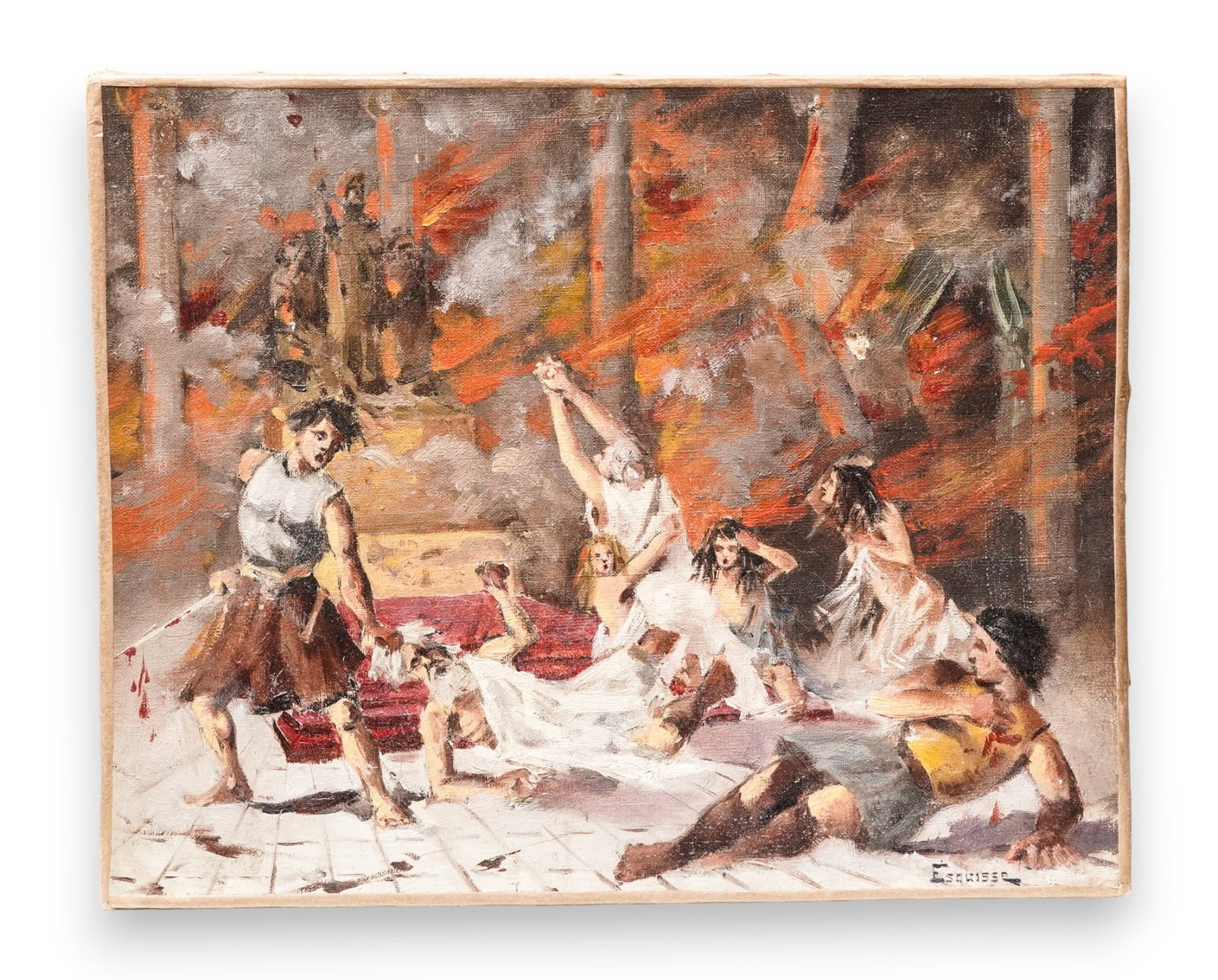 Joseph Fortune (jean) Layraud 19th Century Oil On Canvas Painting: Layraud 19th Century Oil On Canvas Painting Joseph Fortune (Jean) Layraud, 19th Century Oil On Canvas, Marked "Esquisse" at the bottom right, which translates from French to "sketch," suggests this wa