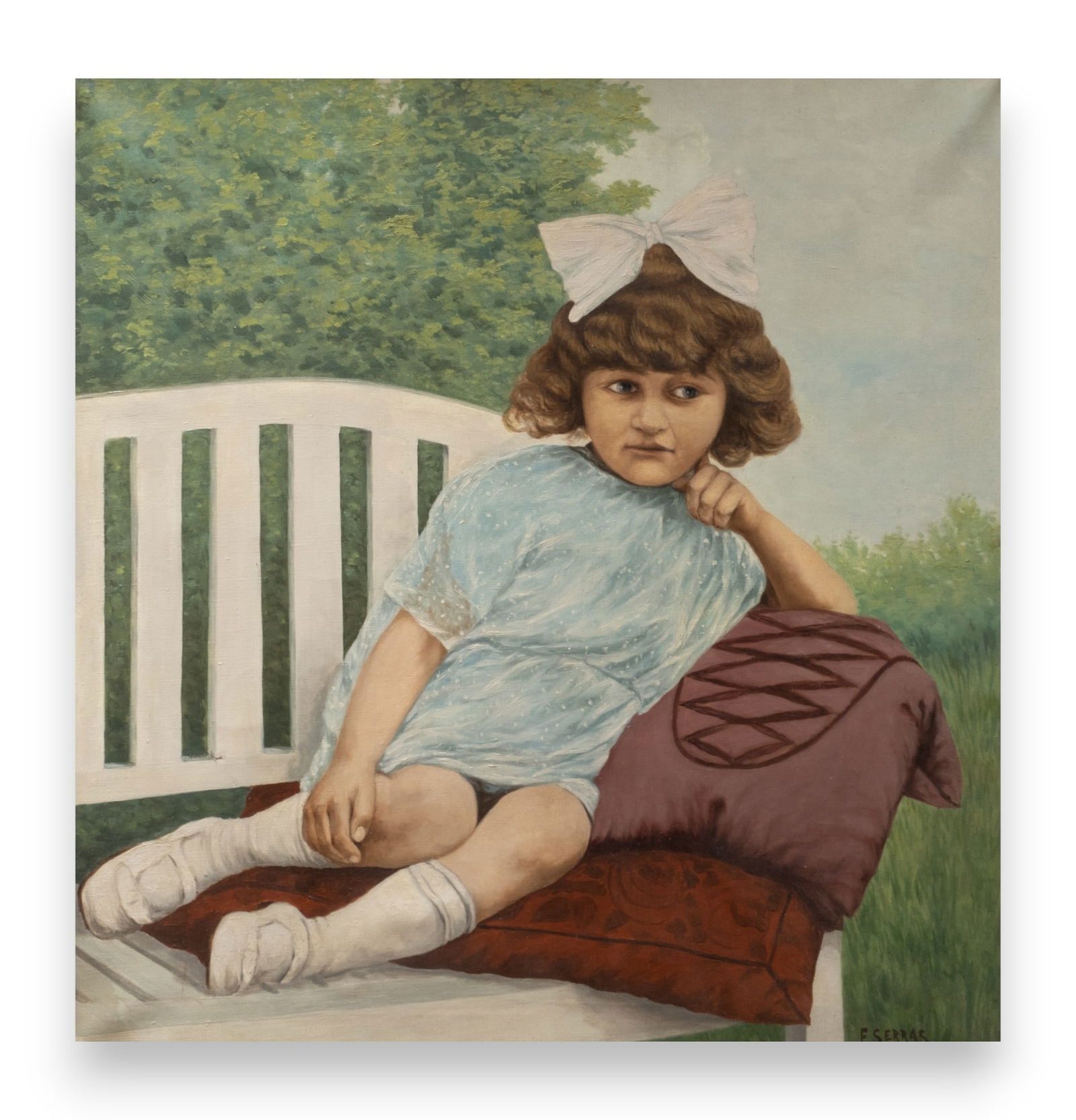 Signed F Serra Early 20th Century Oil Painting on Canvas (1 of 7)