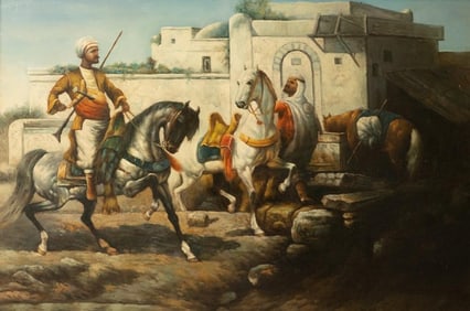 P. Aleyancer Orientalist Oil on Canvas Painting, 20th Century