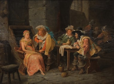 Wilhelm Giessel, Austrian Oil Painting, titled "Peacetime", 1869-1938