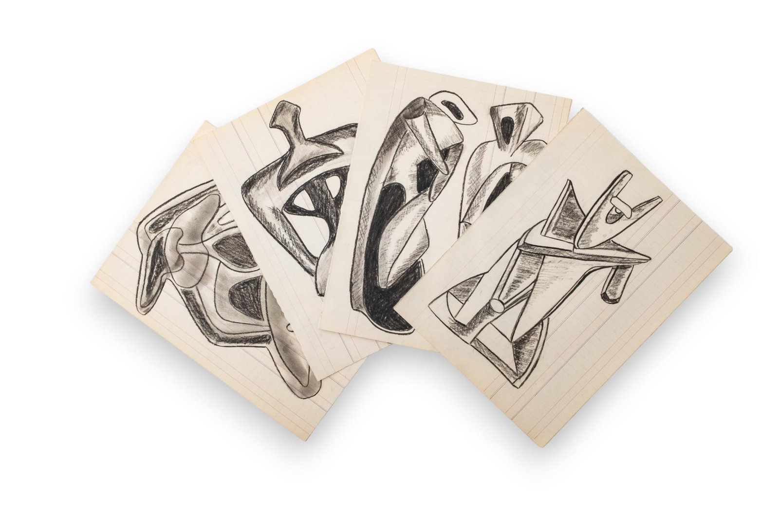 Alexander Archipenko, A Group of Study Drawings and Sketches for Future Works, 1887-1964: Keywords: Collection of Drawings, Biomorphic Compositions, Colored Pencil, Gouache, Black Pencil, Graphite, Early 20th Century Art, Modernist Movement, Avant-Garde Style, Ukrainian-American Artist, Fi