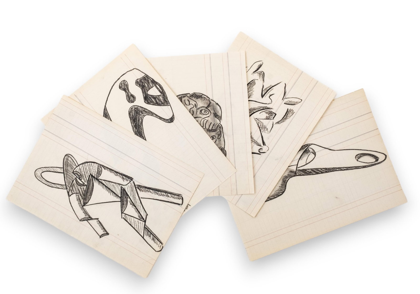 Alexander Archipenko, A Group of Study Drawings and Sketches for Future Works, 1887-1964: Keywords: Collection of Drawings, Biomorphic Compositions, Colored Pencil, Gouache, Black Pencil, Graphite, Early 20th Century Art, Modernist Movement, Avant-Garde Style, Ukrainian-American Artist, Fi