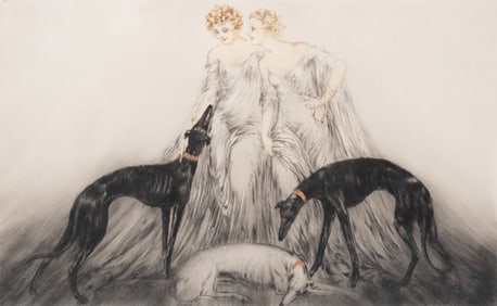 Louis Icart Rare Mammoth Folio, "Coursing" pencil signed etching Circa 1930