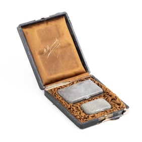 Rare Ladies Shagreen Evening Two-Piece Set, Card Case and Dance Card, Circa 1912