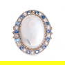 Estate 18K Gold Ring with Large Moonstone Diamonds and Fine Sapphires