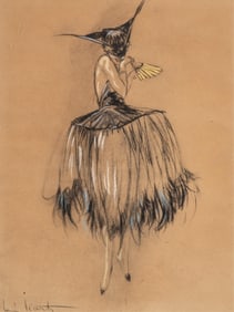 Louis Icart, Signed Original Pastel/Chalk Drawing Painting, Titled "Carnevale Di Venezia", Circa