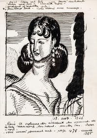 Jean Dupas Signed Elegante, Pen and Ink Drawing Painting