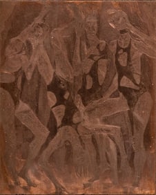 John Nathaniel Fenton's Original Copper Engraving Plate titled 'Africans', Woodstock, NY Artist