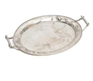 W. Stuttgen Fine Silver Serving Tray Large Art Nouveau-Period