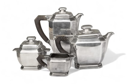 Tea and Coffee Set (Silver 4 pc), French Art Deco, 1930's