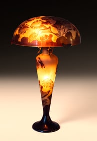 Galle Authentic Cameo Glass Table Lamp, circa 1920