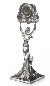 WMF Figural clock, Silver-plated metal, circa 1900