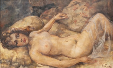 Evgenija Aleksandrovna Lang Signed Oil on Canvas Painting