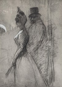 Henri De Toulouse Lautrec Antique Hand Enhanced Lithograph, titled "After The Opera"