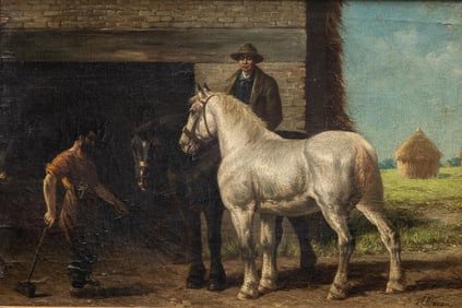 Julius Maurer Signed Oil on Canvas Painting, Early 20th Century