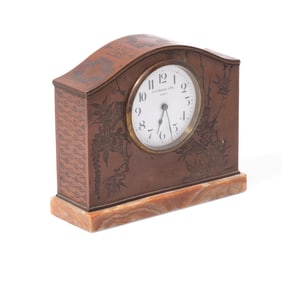 Silver Over Copper French Mantle Clock
