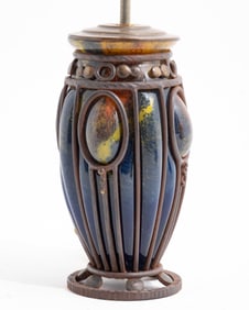 Daum Majorelle Vase Converted to Lamp with Beaded Shade (not drilled)