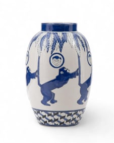 La Louviere, Keramis, Charles Catteau Style Enameled Art Pottery Ceramic Vase, Circa 1940