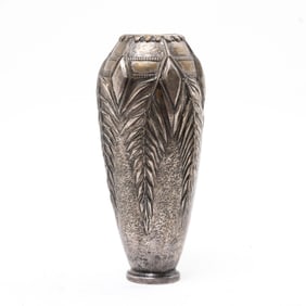Signed L. Zola Silver Over Bronze Vase