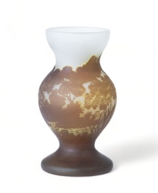 Galle Acid-Etched Triple Layer Cameo Glass Vase, Circa 1900