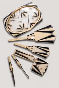 Vanity Set of Inlaid Celluloid Bakelite, 1930