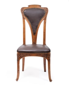 Louis Majorelle French Walnut and Leather Chair