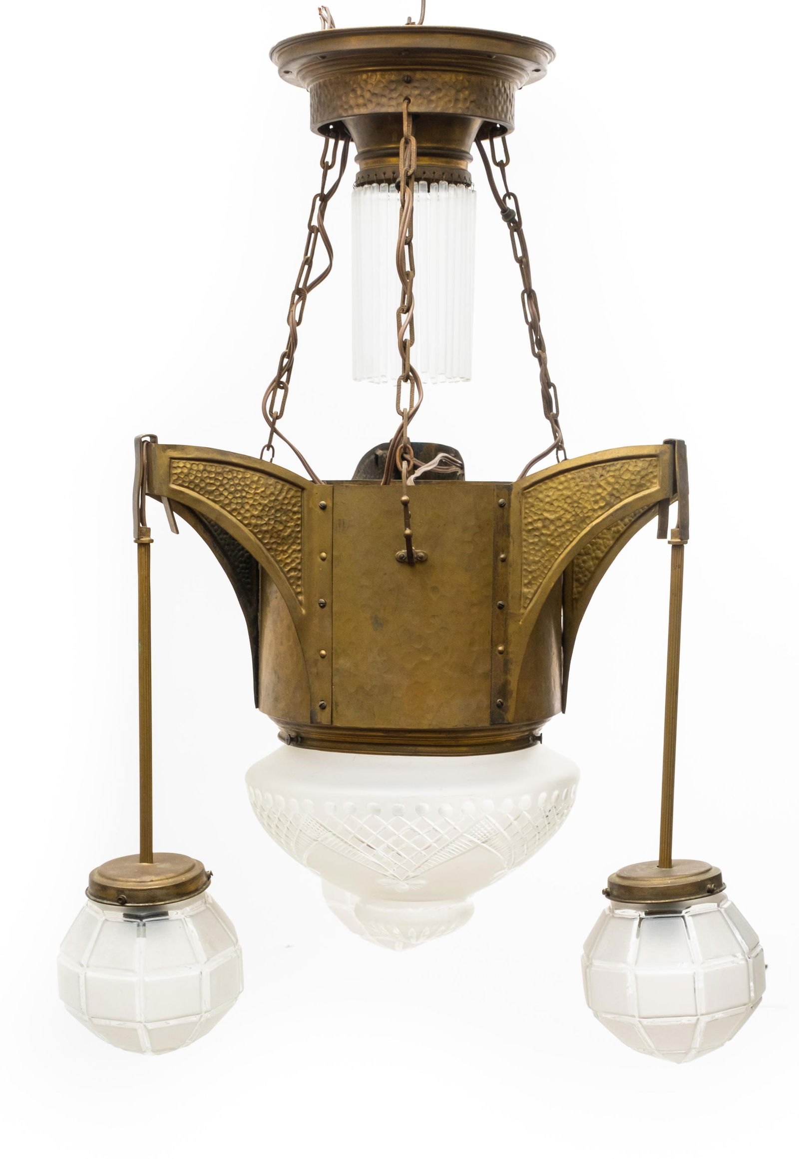 Brass and Cut Glass Jugendstil Chandelier, Early 20th century (1 of 15)