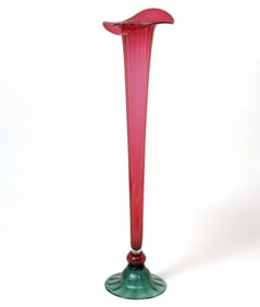 Monumental 46" Hand Blown Art Glass Vase