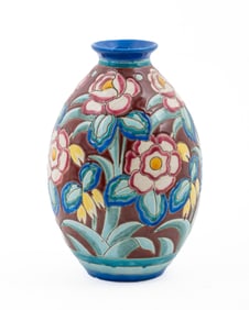 Charles Cattau Keramis Signed Tall Ceramic Vase, circa 1930's